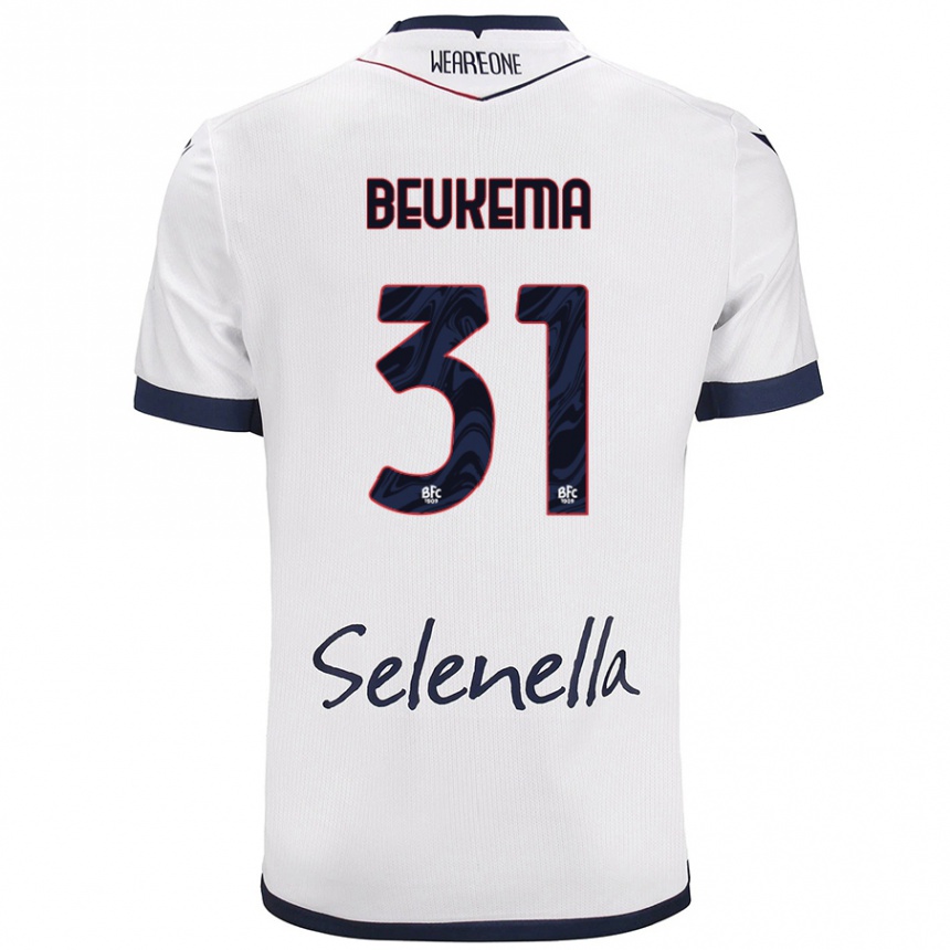 Niño Fútbol Camiseta Sam Beukema #31 Blanco Azul Real 2ª Equipación 2024/25