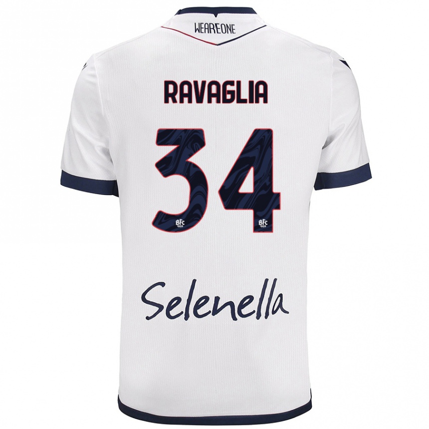 Niño Fútbol Camiseta Federico Ravaglia #34 Blanco Azul Real 2ª Equipación 2024/25