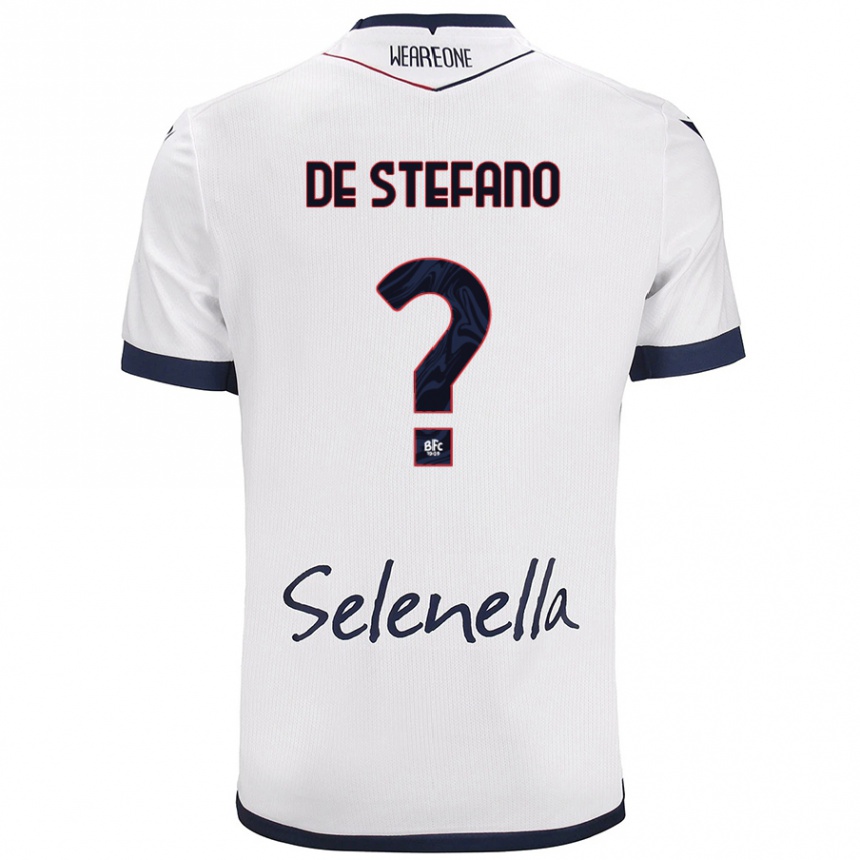 Niño Fútbol Camiseta Nicolò De Stefano #0 Blanco Azul Real 2ª Equipación 2024/25