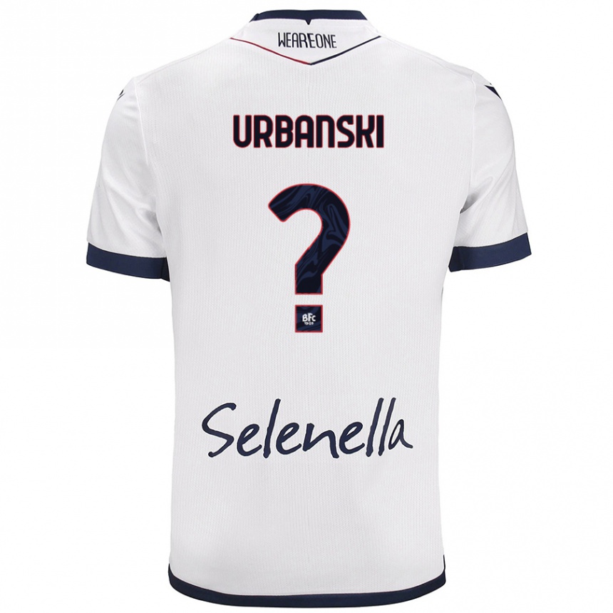 Niño Fútbol Camiseta Dominik Urbanski #0 Blanco Azul Real 2ª Equipación 2024/25