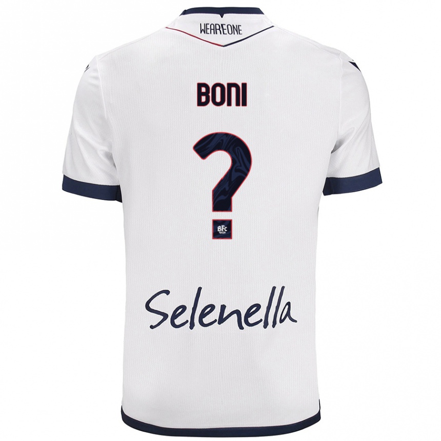 Niño Fútbol Camiseta Mattia Boni #0 Blanco Azul Real 2ª Equipación 2024/25