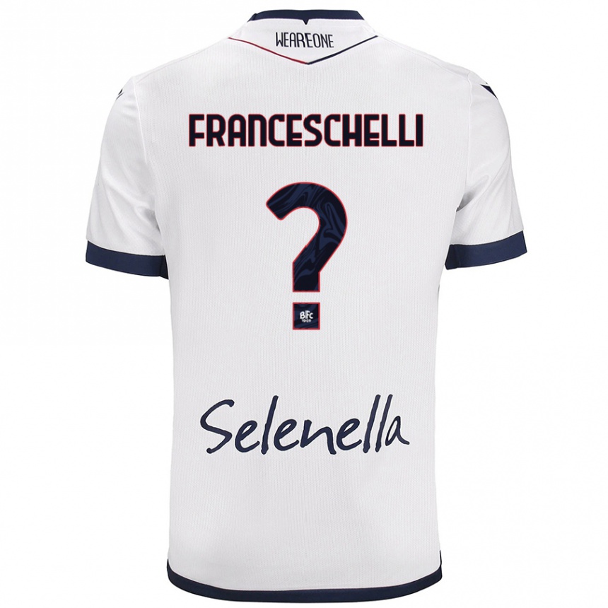 Niño Fútbol Camiseta Matteo Franceschelli #0 Blanco Azul Real 2ª Equipación 2024/25