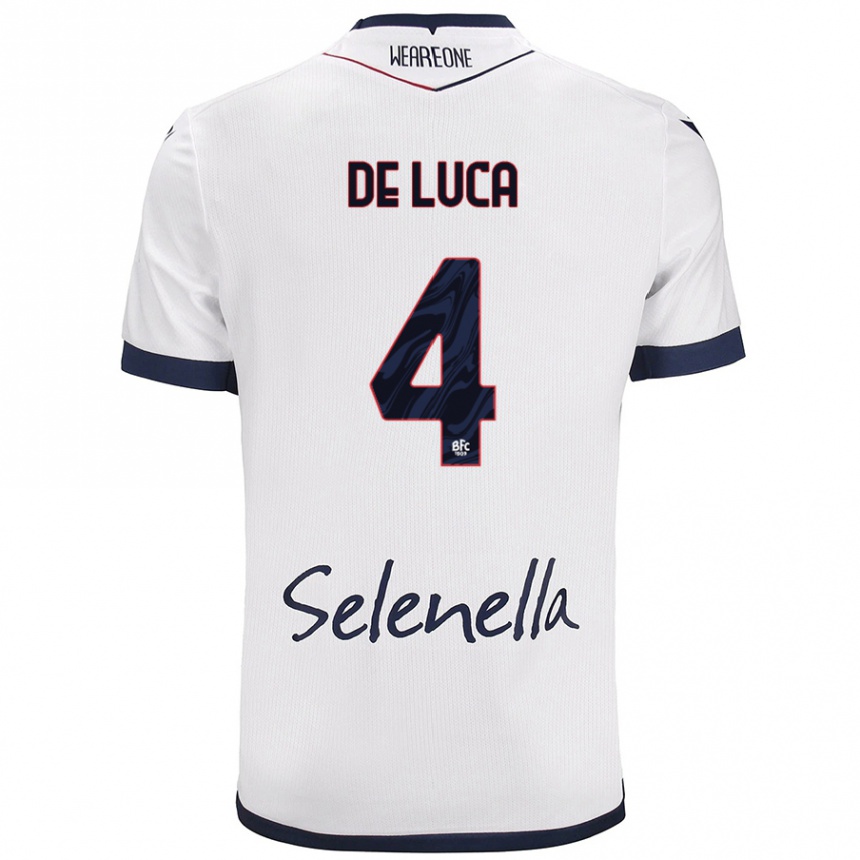 Niño Fútbol Camiseta Alessandro De Luca #4 Blanco Azul Real 2ª Equipación 2024/25