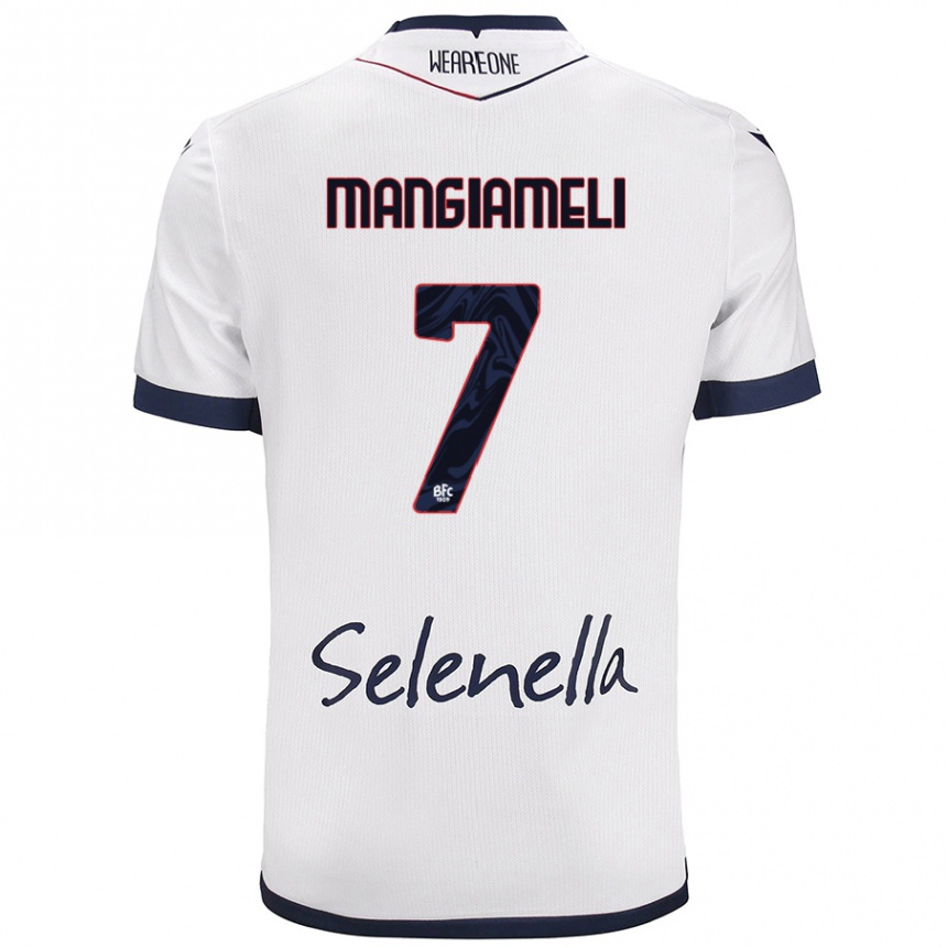 Niño Fútbol Camiseta Federico Mangiameli #7 Blanco Azul Real 2ª Equipación 2024/25