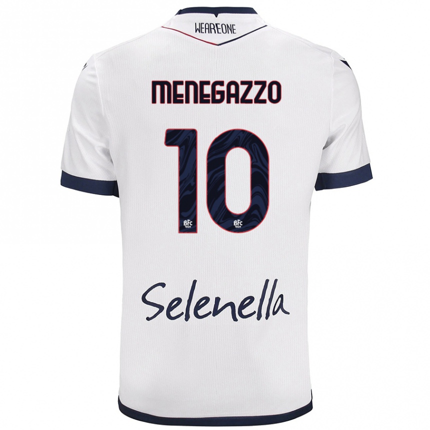 Niño Fútbol Camiseta Lorenzo Menegazzo #10 Blanco Azul Real 2ª Equipación 2024/25