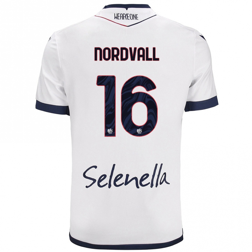 Niño Fútbol Camiseta Ossian Nordvall #16 Blanco Azul Real 2ª Equipación 2024/25