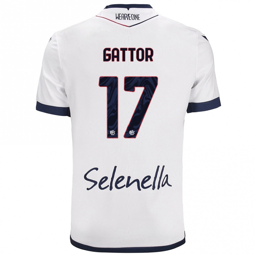 Niño Fútbol Camiseta Gianluca Gattor #17 Blanco Azul Real 2ª Equipación 2024/25