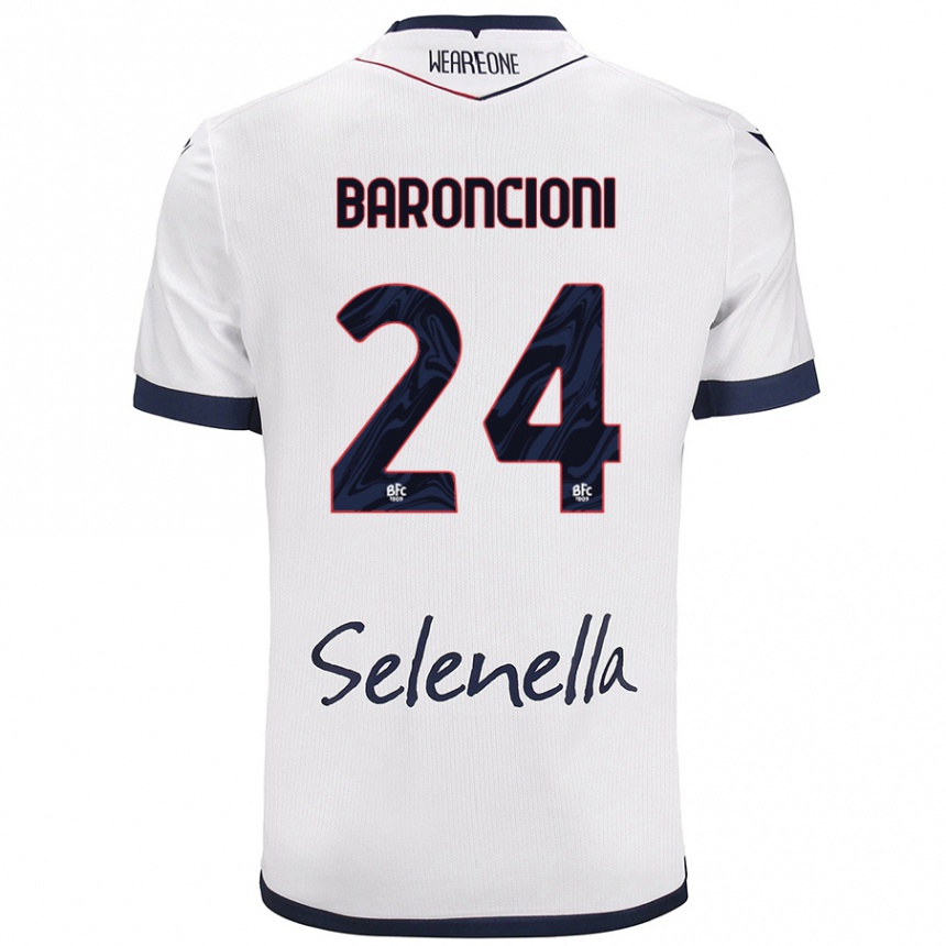 Niño Fútbol Camiseta Davide Baroncioni #24 Blanco Azul Real 2ª Equipación 2024/25