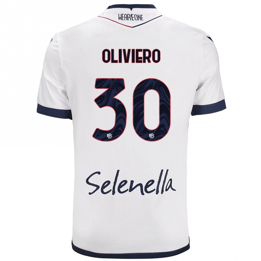 Niño Fútbol Camiseta Andrea Oliviero #30 Blanco Azul Real 2ª Equipación 2024/25