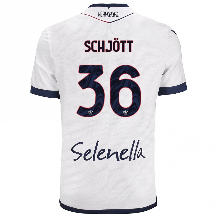 Niño Fútbol Camiseta Gustav Schjött #36 Blanco Azul Real 2ª Equipación 2024/25