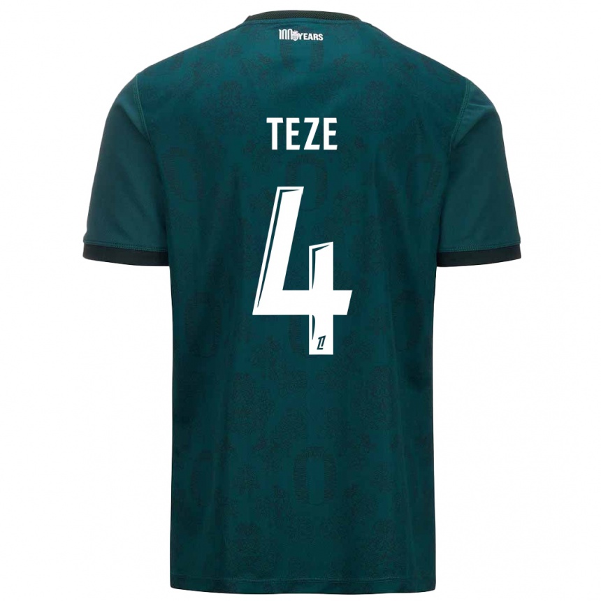 Niño Fútbol Camiseta Teze #4 Verde Oscuro 2ª Equipación 2024/25