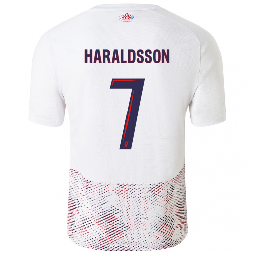 Niño Fútbol Camiseta Hákon Arnar Haraldsson #7 Blanco Azul Real 2ª Equipación 2024/25