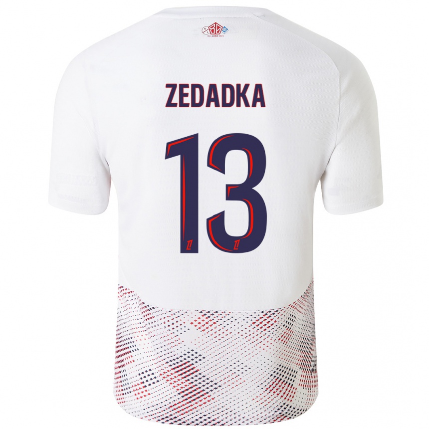 Niño Fútbol Camiseta Akim Zedadka #13 Blanco Azul Real 2ª Equipación 2024/25