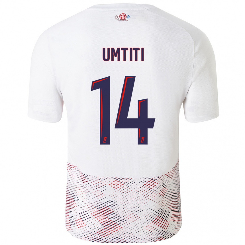 Niño Fútbol Camiseta Samuel Umtiti #14 Blanco Azul Real 2ª Equipación 2024/25