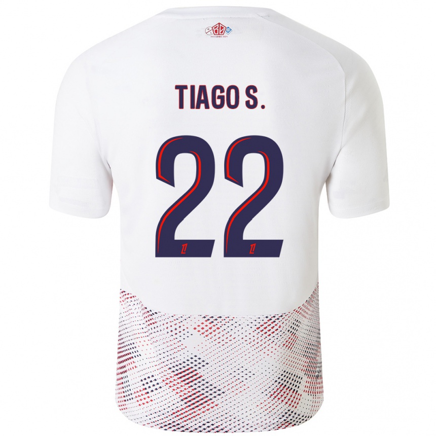 Niño Fútbol Camiseta Tiago Santos #22 Blanco Azul Real 2ª Equipación 2024/25