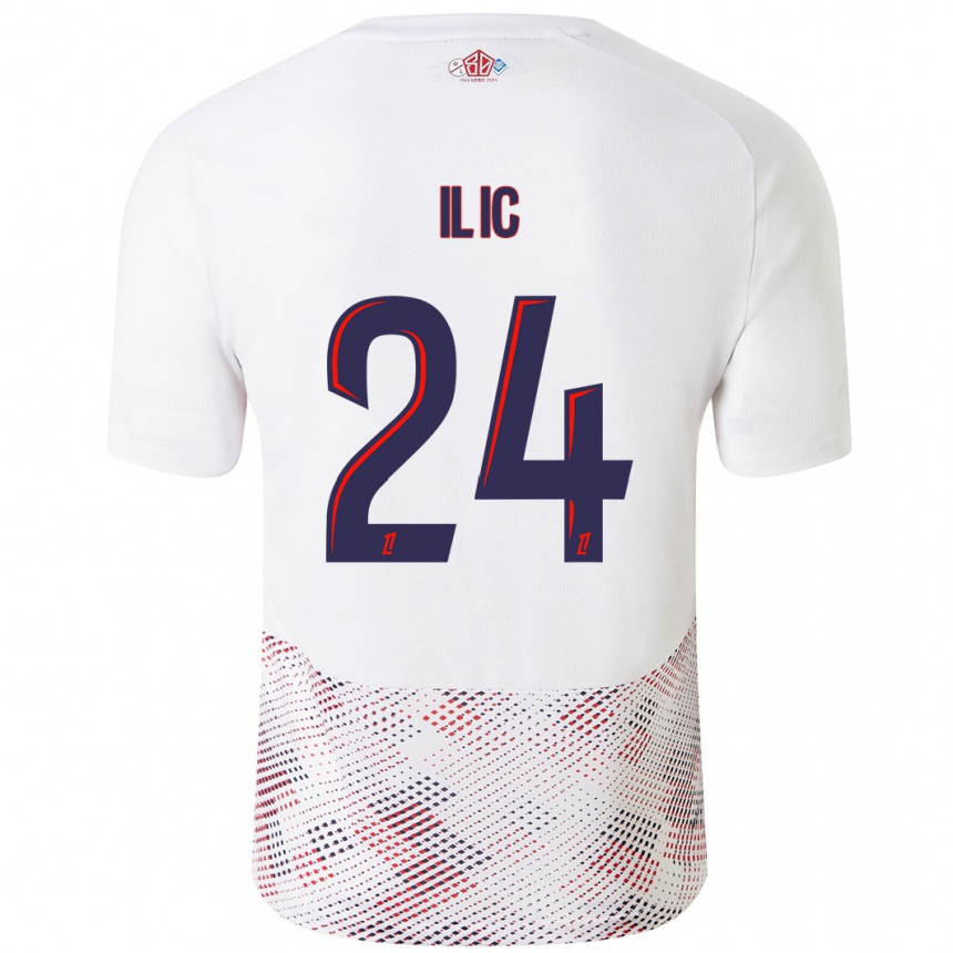 Niño Fútbol Camiseta Andrej Ilic #24 Blanco Azul Real 2ª Equipación 2024/25