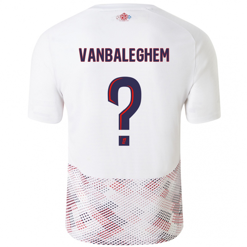 Niño Fútbol Camiseta Valentin Vanbaleghem #0 Blanco Azul Real 2ª Equipación 2024/25