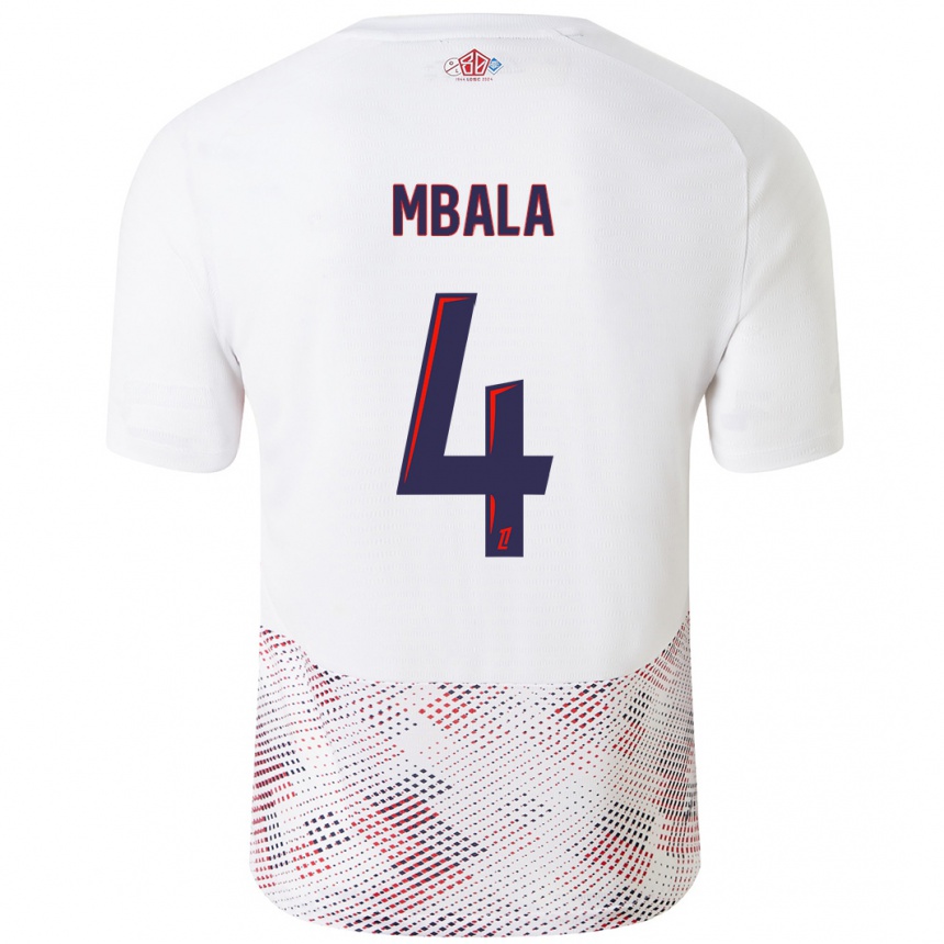 Niño Fútbol Camiseta Olivia Mbala #4 Blanco Azul Real 2ª Equipación 2024/25