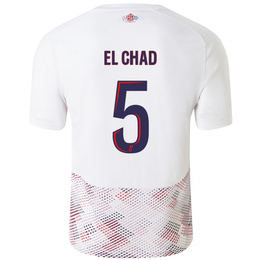 Niño Fútbol Camiseta Nesryne El Chad #5 Blanco Azul Real 2ª Equipación 2024/25