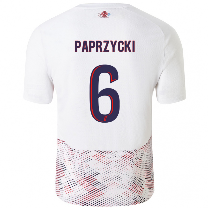 Niño Fútbol Camiseta Aurore Paprzycki #6 Blanco Azul Real 2ª Equipación 2024/25