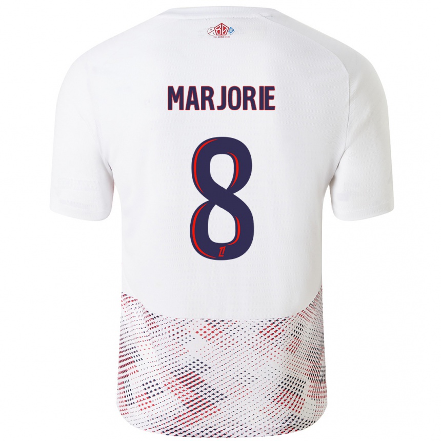 Niño Fútbol Camiseta Marjorie #8 Blanco Azul Real 2ª Equipación 2024/25