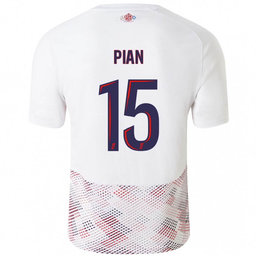 Niño Fútbol Camiseta Julie Pian #15 Blanco Azul Real 2ª Equipación 2024/25