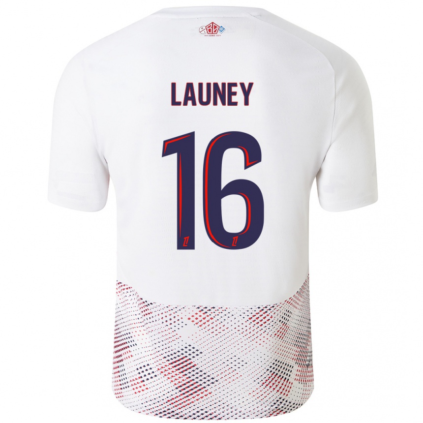 Niño Fútbol Camiseta Elisa Launey #16 Blanco Azul Real 2ª Equipación 2024/25