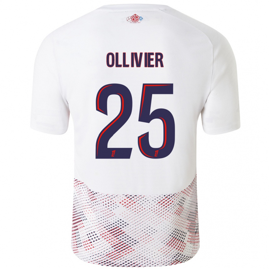 Niño Fútbol Camiseta Agathe Ollivier #25 Blanco Azul Real 2ª Equipación 2024/25