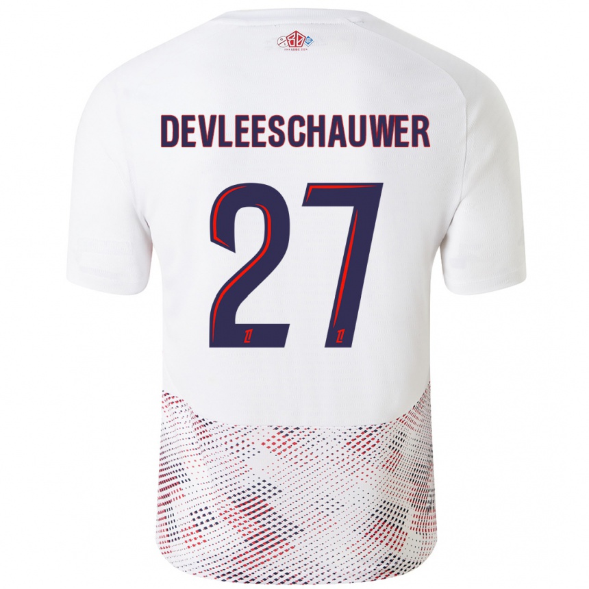 Niño Fútbol Camiseta Gwenaëlle Devleeschauwer #27 Blanco Azul Real 2ª Equipación 2024/25