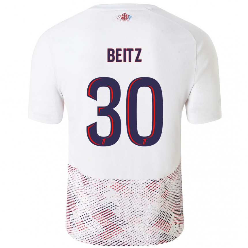 Niño Fútbol Camiseta Taylor Beitz #30 Blanco Azul Real 2ª Equipación 2024/25