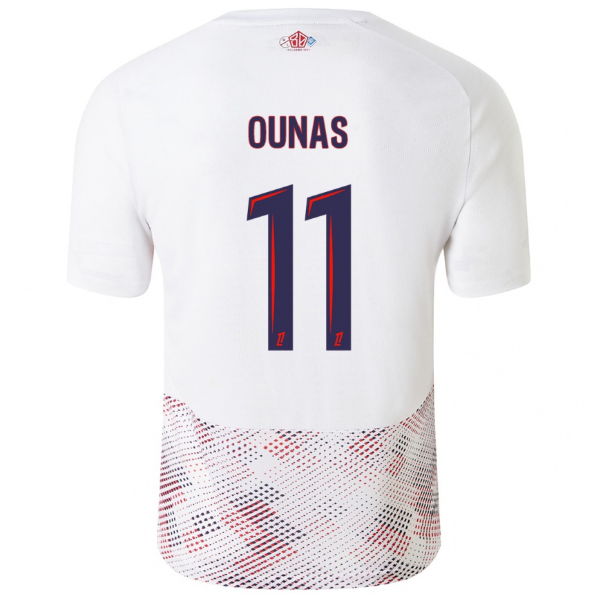 Niño Fútbol Camiseta Adam Ounas #11 Blanco Azul Real 2ª Equipación 2024/25