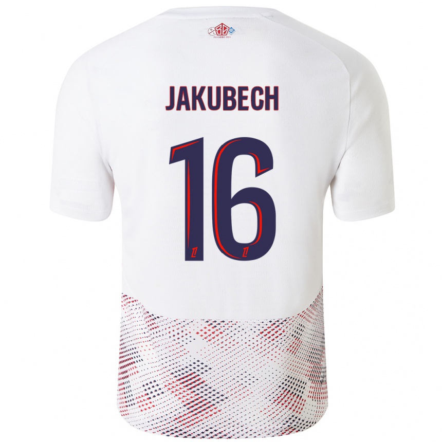 Niño Fútbol Camiseta Adam Jakubech #16 Blanco Azul Real 2ª Equipación 2024/25