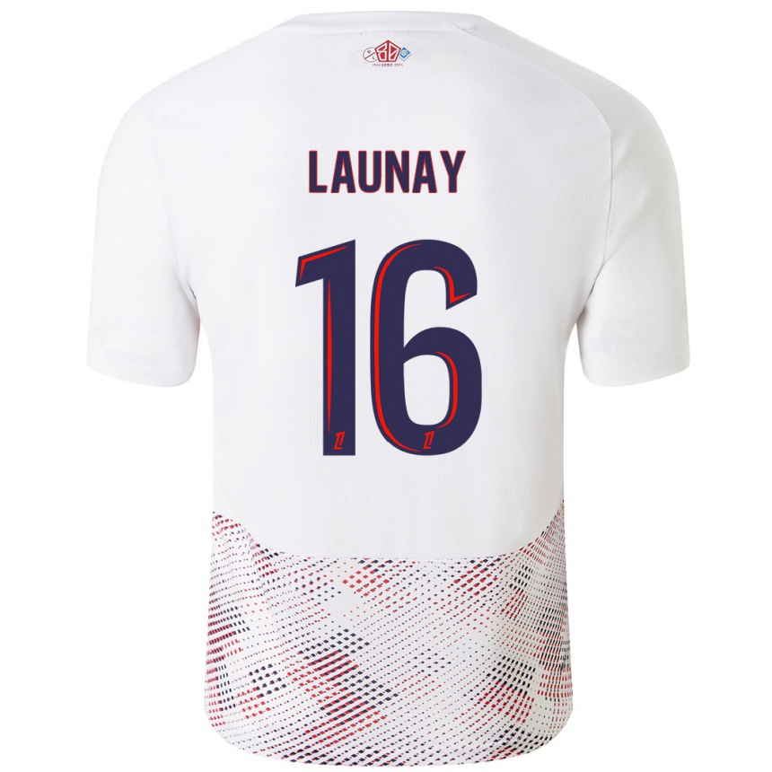 Niño Fútbol Camiseta Elisa Launay #16 Blanco Azul Real 2ª Equipación 2024/25