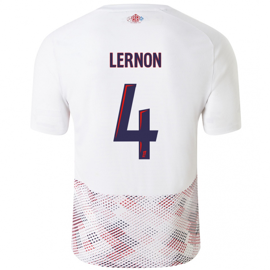 Niño Fútbol Camiseta Jessica Lernon #4 Blanco Azul Real 2ª Equipación 2024/25