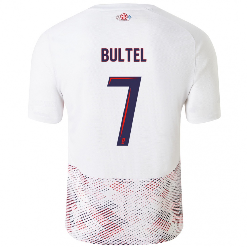 Niño Fútbol Camiseta Ludivine Bultel #7 Blanco Azul Real 2ª Equipación 2024/25