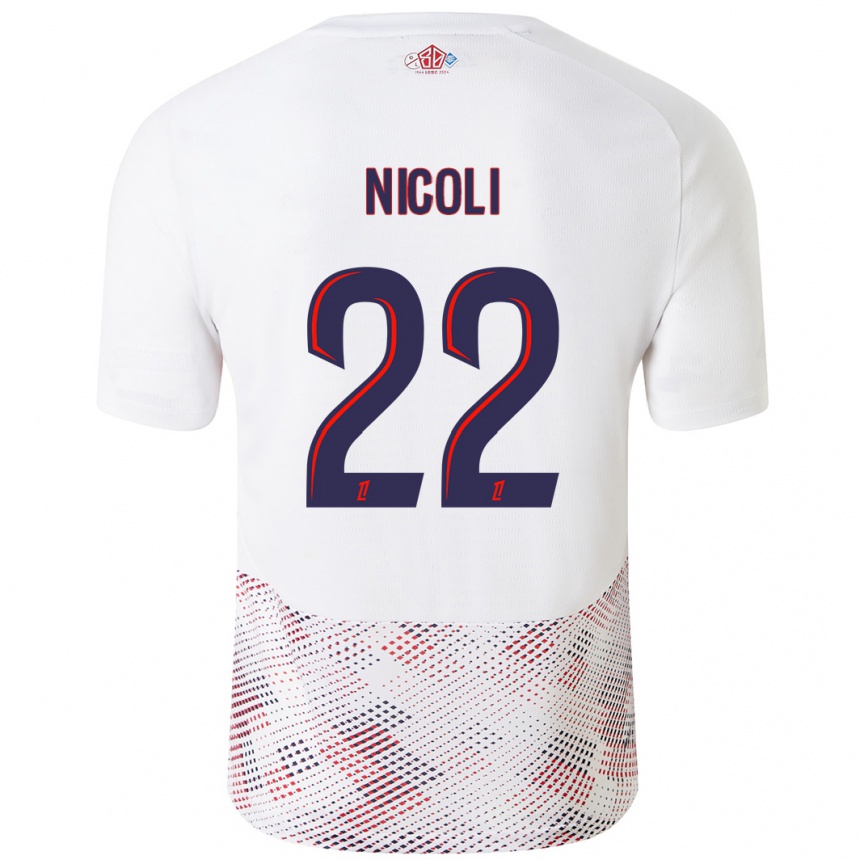 Niño Fútbol Camiseta Morgane Nicoli #22 Blanco Azul Real 2ª Equipación 2024/25