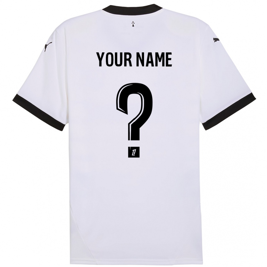 Niño Fútbol Camiseta Su Nombre #0 Blanco Negro 2ª Equipación 2024/25