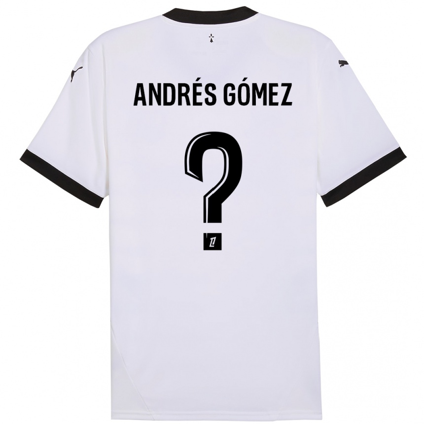 Niño Fútbol Camiseta Carlos Andrés Gómez #0 Blanco Negro 2ª Equipación 2024/25