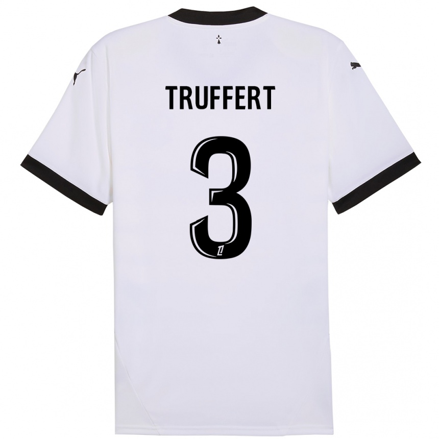 Niño Fútbol Camiseta Adrien Truffert #3 Blanco Negro 2ª Equipación 2024/25