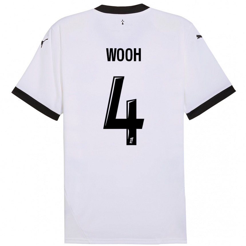 Niño Fútbol Camiseta Christopher Wooh #4 Blanco Negro 2ª Equipación 2024/25