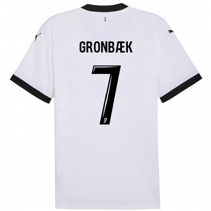 Niño Fútbol Camiseta Albert Grønbaek #7 Blanco Negro 2ª Equipación 2024/25