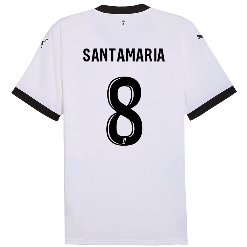 Niño Fútbol Camiseta Baptiste Santamaria #8 Blanco Negro 2ª Equipación 2024/25