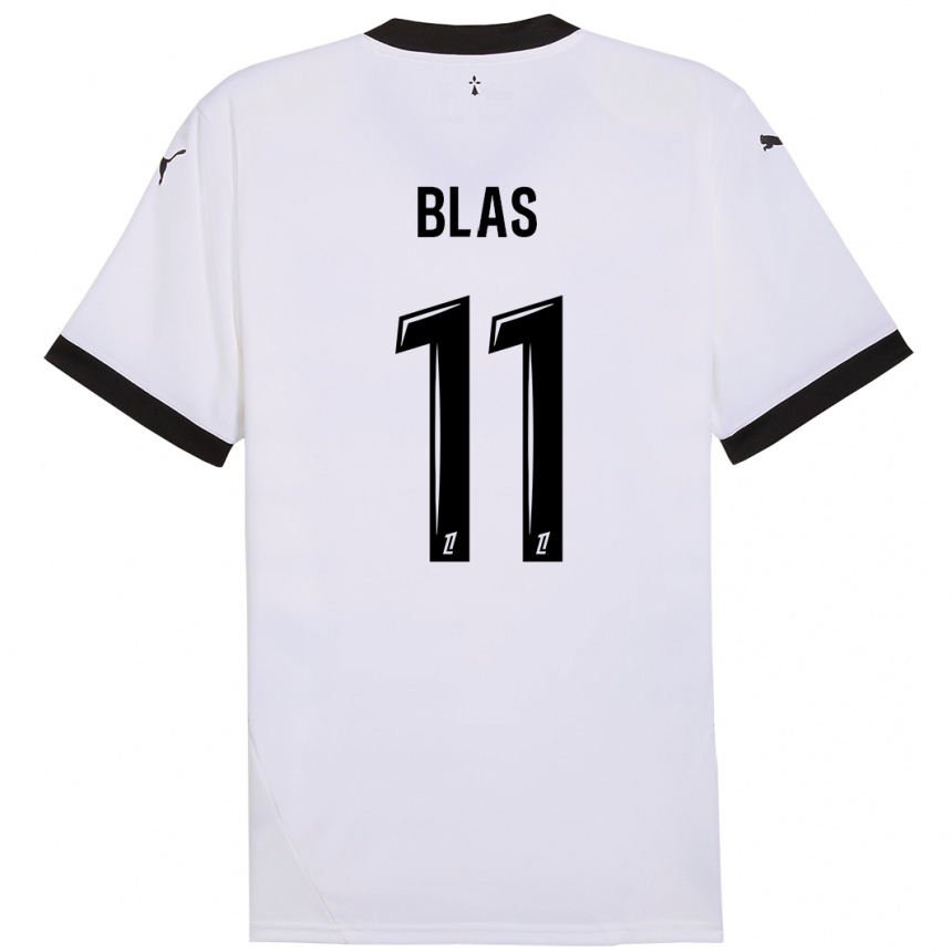 Niño Fútbol Camiseta Ludovic Blas #11 Blanco Negro 2ª Equipación 2024/25