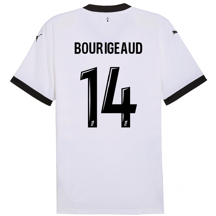 Niño Fútbol Camiseta Benjamin Bourigeaud #14 Blanco Negro 2ª Equipación 2024/25