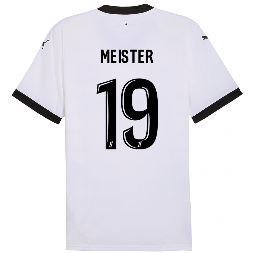 Niño Fútbol Camiseta Henrik Meister #19 Blanco Negro 2ª Equipación 2024/25