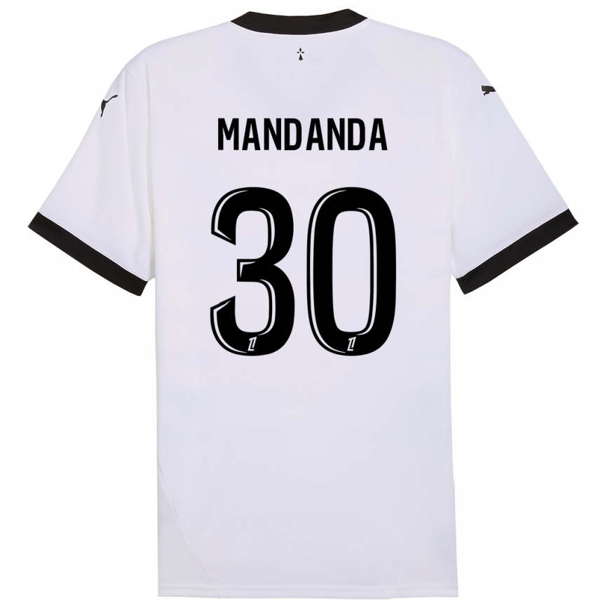 Niño Fútbol Camiseta Steve Mandanda #30 Blanco Negro 2ª Equipación 2024/25