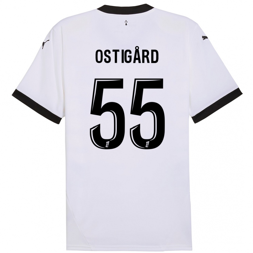 Niño Fútbol Camiseta Leo Ostigard #55 Blanco Negro 2ª Equipación 2024/25