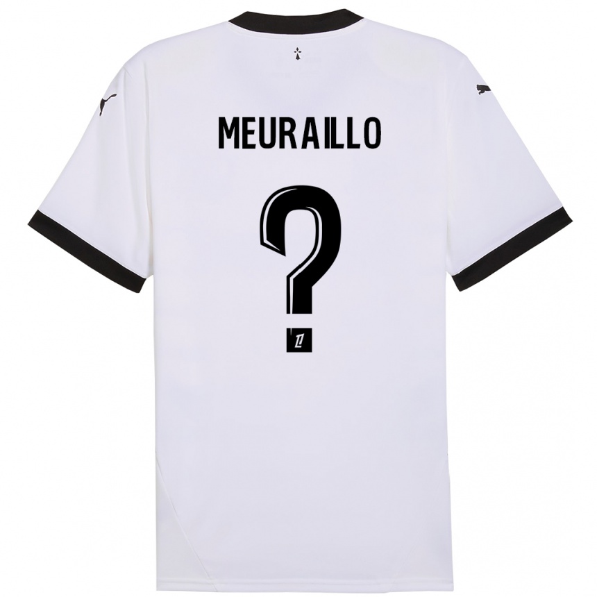 Niño Fútbol Camiseta Thâo Mouapa Mwa Meuraillo #0 Blanco Negro 2ª Equipación 2024/25