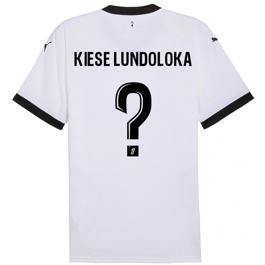 Niño Fútbol Camiseta Jeanslor Kiese Lundoloka #0 Blanco Negro 2ª Equipación 2024/25