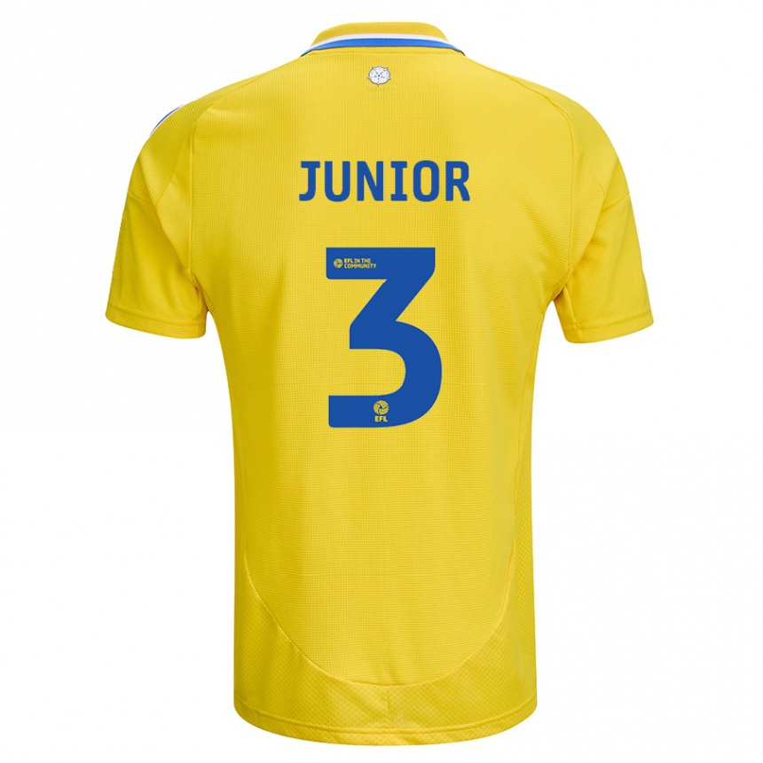 Niño Fútbol Camiseta Junior Firpo #3 Amarillo Azul 2ª Equipación 2024/25